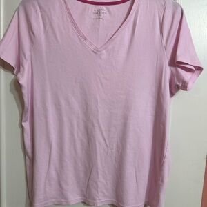 Talbots Light Pink Short Sleeve V-Neck Top